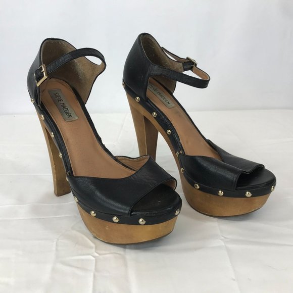 Steve Madden Shoes - Vintage 90s y2k Steve Madden Wooden Chunky Platform Heels Size 9 Bratz